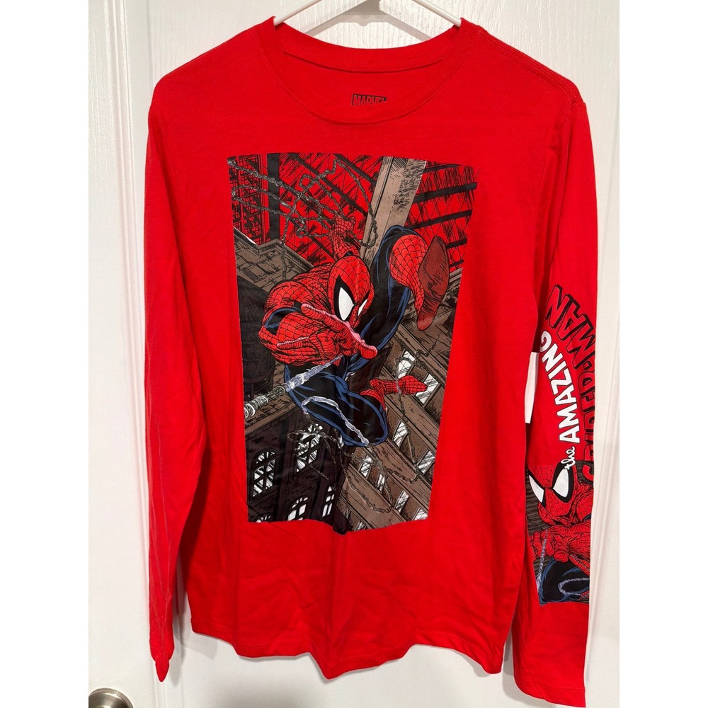 Marvel The Amazing Spider-Man Red Long Sleeve Graphic T-Shirt Boys 2XL 18 Tee
